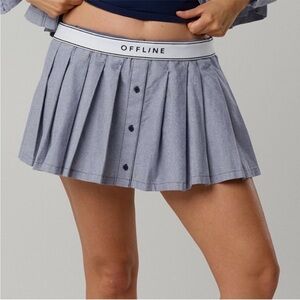 Aerie Blue Pleated Oxford Mini Skirt Size Medium, NWT